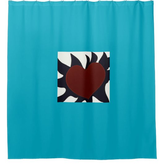 Herz mit schwarzen Flammen Duschvorhang (Vorderseite)