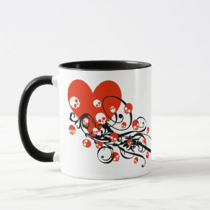 Herz mit Skullen und Wirbel Tasse