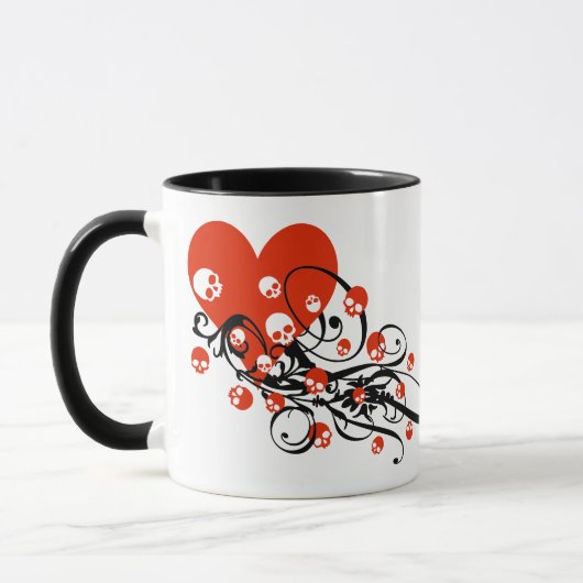 Herz mit Skullen und Wirbel Tasse (Links)