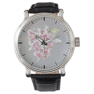 Herz mit Stargazer Lilies Armbanduhr
