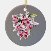Herz mit Stargazer Lilies Keramik Ornament (Vorne)