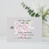 Herz mit Stargazer Lilies RSVP Karte (Stehend Vorderseite)