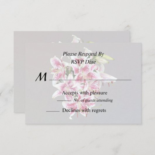 Herz mit Stargazer Lilies RSVP Karte (Vorne/Hinten)