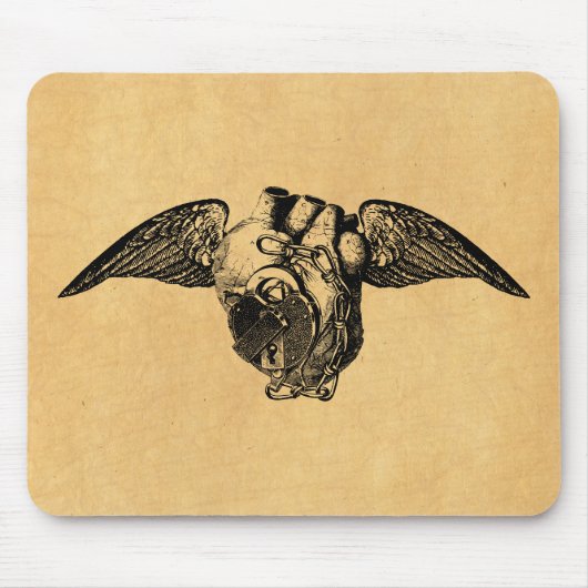 Herz mit Stöcken und Flügeln Mousepad (Vorne)