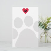 Herz mit Tatzen-Druck Briefpapier (Stehend Vorderseite)
