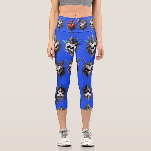 Herz mit Thorns Capri Leggings (Vorderseite)
