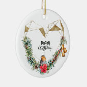 Herz mit Wreath & Robin Keramik Ornament (Rechts)