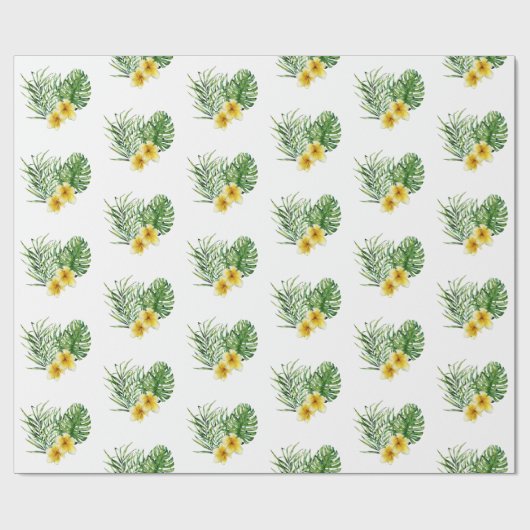 Herz Moderne gelbe tropische Blüte Geschenkpapier (Flach)