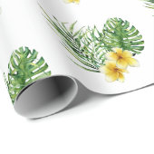 Herz Moderne gelbe tropische Blüte Geschenkpapier (Rolleneckpunkt)