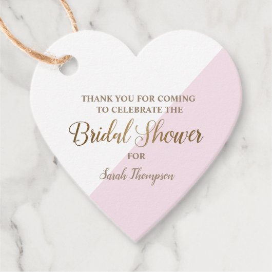 Herz Modernes Personalisiertes Pink Gold Brautpart Geschenkanhänger (Vorderseite)