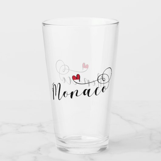 Herz Monaco, Monaco Flagge, i-Liebe Monaco Glas (Rückseite)