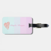 Herz, Monogram, Ombre Stripte Personalisiert Gepäckanhänger (Rückseite horizontal)