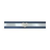 Herz-Monogramm - Blau/Silber Einladungsbanderole (Flach)