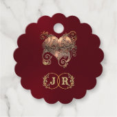 Herz & Monogramm Danke - Burgund Geschenkanhänger (Vorderseite)