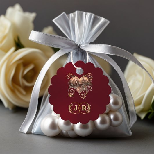 Herz & Monogramm Danke - Burgund Geschenkanhänger