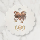 Herz & Monogramm Danke - Creme Geschenkanhänger (Vorderseite)