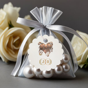Herz & Monogramm Danke - Creme Geschenkanhänger