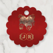Herz & Monogramm Danke - Rot Geschenkanhänger (Vorderseite)