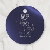 Herz-Monogramm & Dankeschön - Blau Geschenkanhänger (Vorderseite)