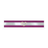Herz-Monogramm - Pflaume/Silber Einladungsbanderole (Flach)