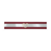 Herz-Monogramm - Rot/Silber Einladungsbanderole (Flach)