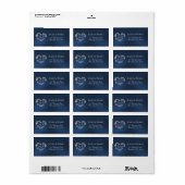 Herz-Monogramm-Rücksendeadresse - Blau Adressaufkleber (Vorne)