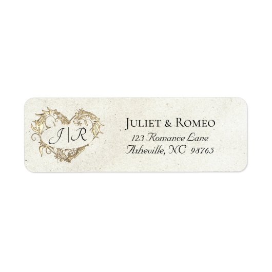 Herz-Monogramm-Rücksendeadresse - Creme (Vorne)