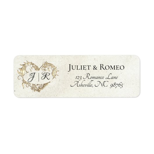 Herz-Monogramm-Rücksendeadresse - Creme (Vorne)