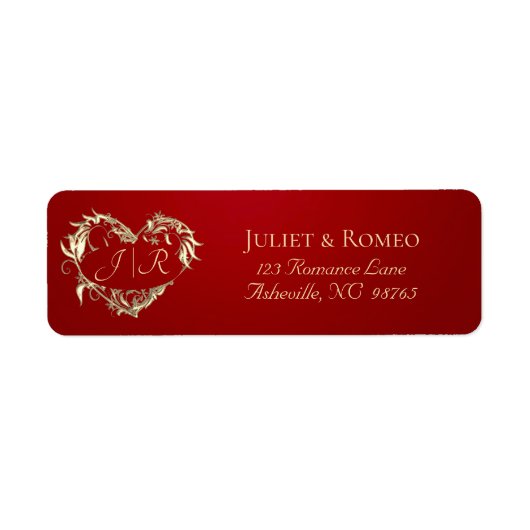 Herz-Monogramm-Rücksendeadresse - Rot (Vorne)