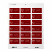 Herz-Monogramm-Rücksendeadresse - Rot Adressaufkleber (Vorne)