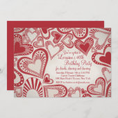 Herz-Montage-Rot-Einladung Einladung (Vorne/Hinten)