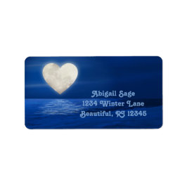 Herz Moon over Water, Snowy Beach Winter Address Adressaufkleber