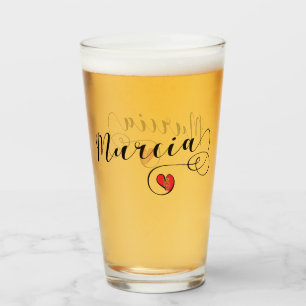 Herz Murcia Flag, Spanien, I Liebe Murcia Glas