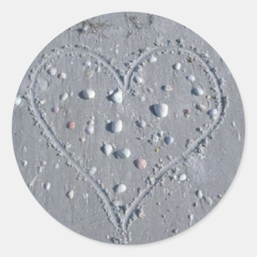Herz (Muscheln) Runder Aufkleber (Vorderseite)