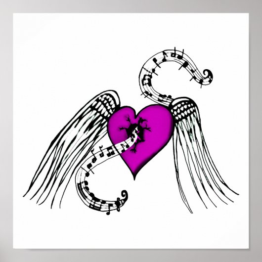 Herz Music Pink Poster (Vorne)