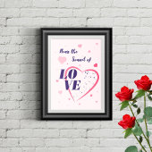 Herz, Musiknoten und Typografie Illustration. Poster