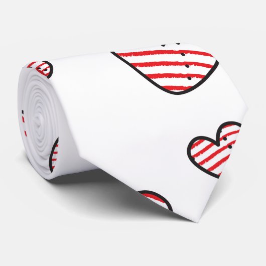 Herz-Muster 21 Krawatte (Gerollt)