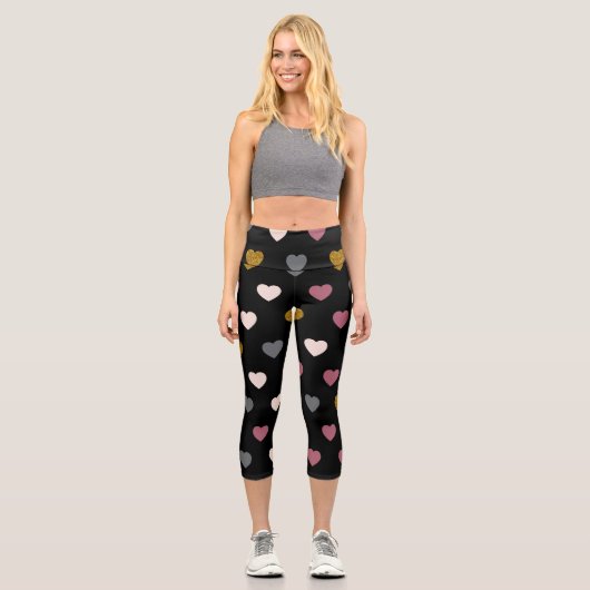Herz-Muster 30 Capri Leggings (Vorderseite)