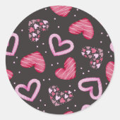 Herz-Muster 34 Runder Aufkleber (Vorderseite)