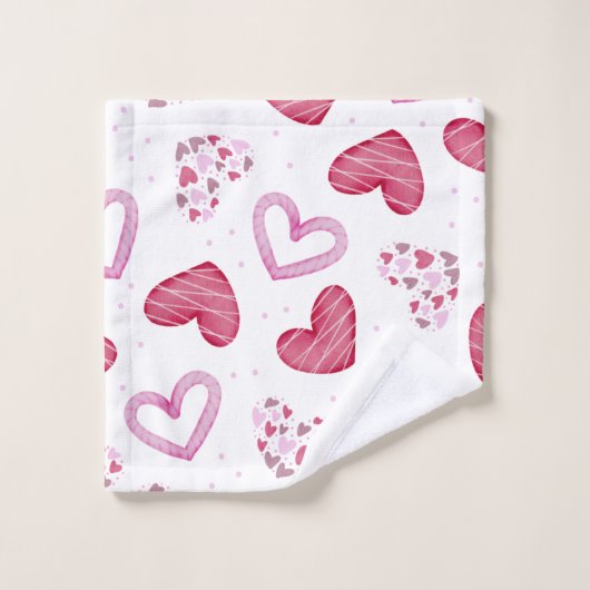 Herz-Muster 36 Badhandtuch Set (Waschlappen)