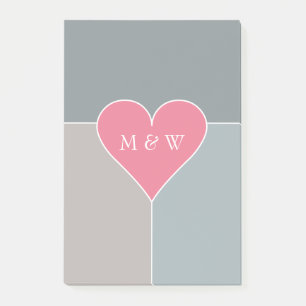 Herz-Muster individuelle Post-It-Notizen mit Monog Post-it Klebezettel
