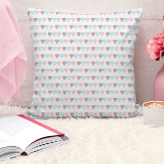 Herz Muster Pink Blau Lila Kissen