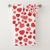 Herz-Muster, rote Herzen, Herz-Muster Badhandtuch Set (Insitu)