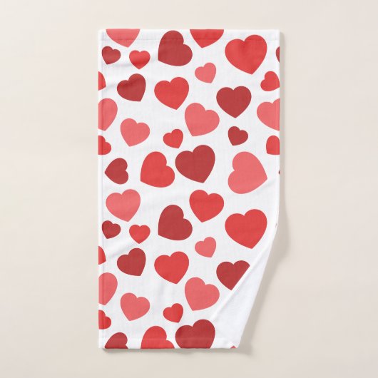 Herz-Muster, rote Herzen, Herz-Muster Badhandtuch Set (Handtuch)