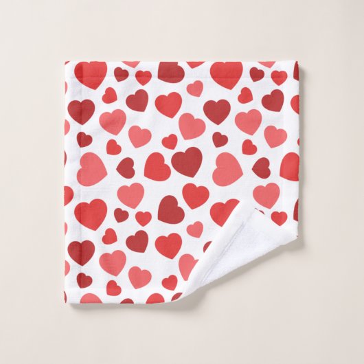 Herz-Muster, rote Herzen, Herz-Muster Badhandtuch Set (Waschlappen)