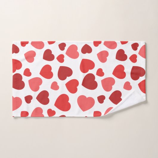 Herz-Muster, rote Herzen, Herz-Muster Badhandtuch Set (Handtuch)
