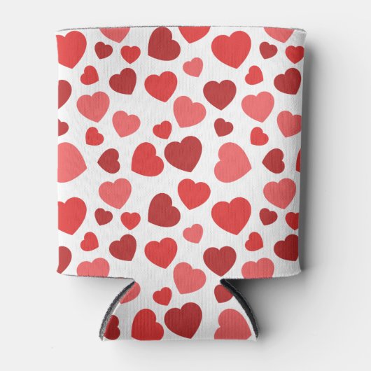 Herz-Muster, rote Herzen, Herz-Muster Dosenkühler (Vorderseite)