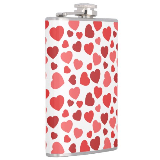 Herz-Muster, rote Herzen, Herz-Muster Flachmann (Rechts)