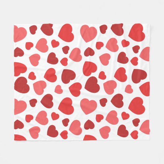 Herz-Muster, rote Herzen, Herz-Muster Fleecedecke (Vorderseite (Horizontal))