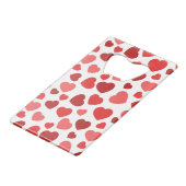 Herz-Muster, rote Herzen, Herz-Muster Geldbeutel Flaschenöffner (Vorderseite Schrägansicht)